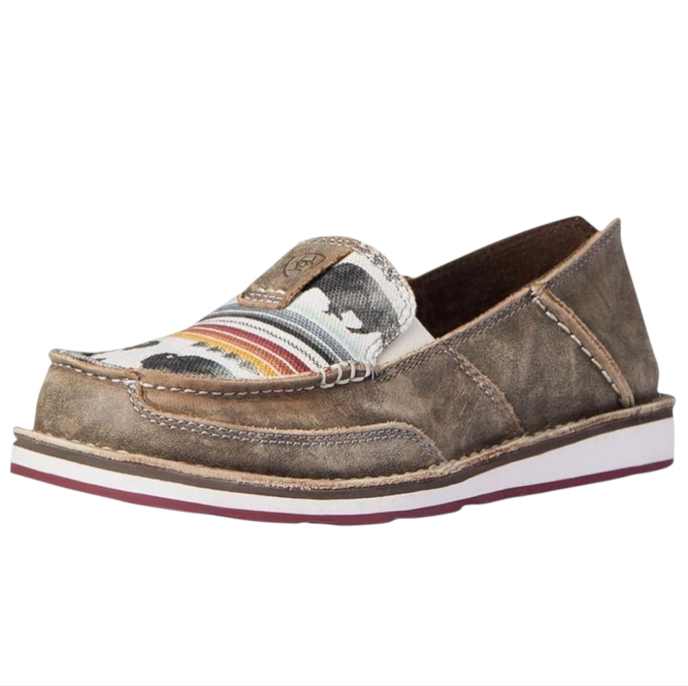 ARIAT Cruiser Natural Taupe Buffalo print Leather upper slip on, EVA sole NWT